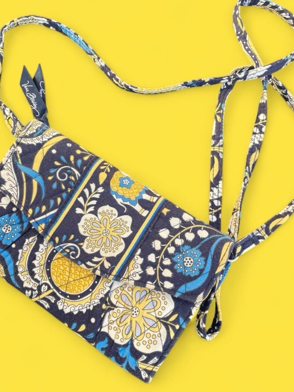 Vera Bradley Navy Blue & Yellow Floral Paisley Crossbody
